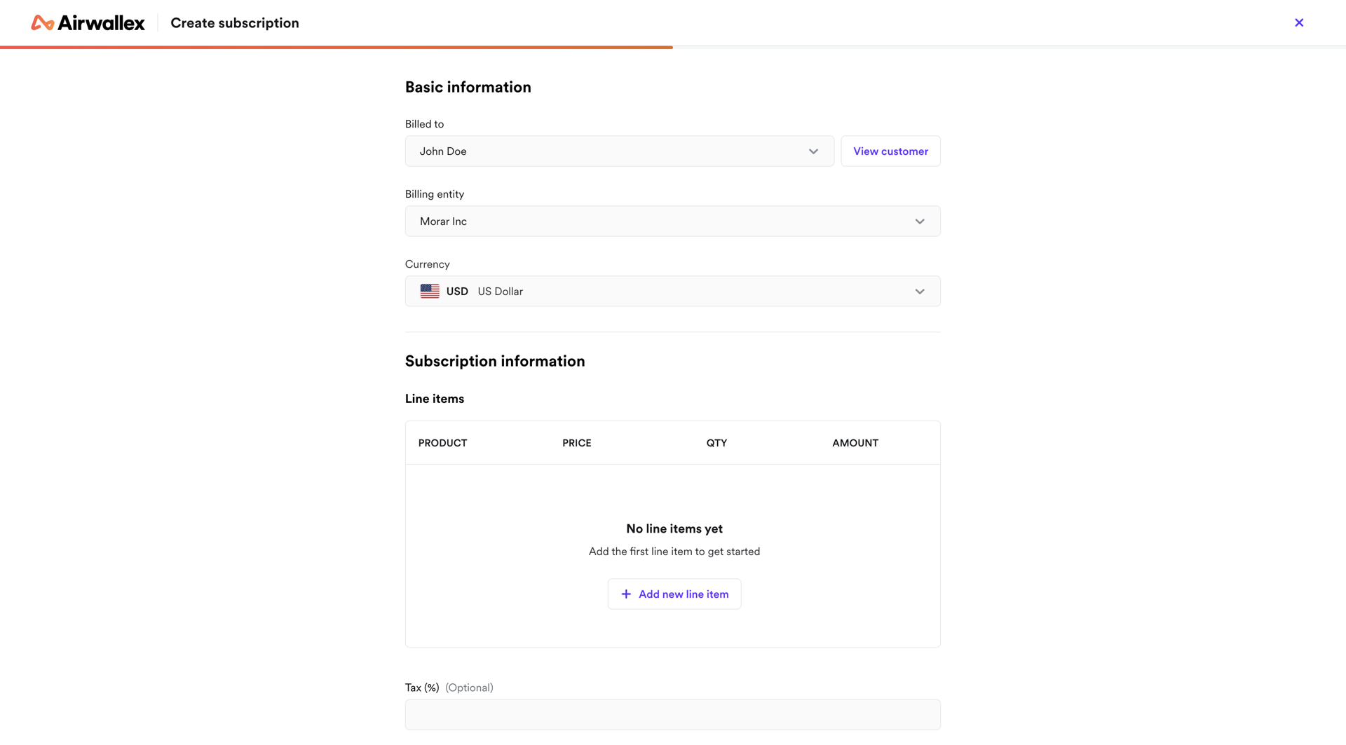 Create a new subscription