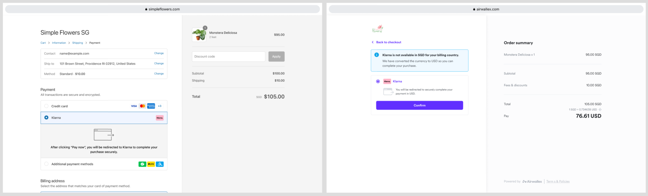 Currency not eligible Desktop