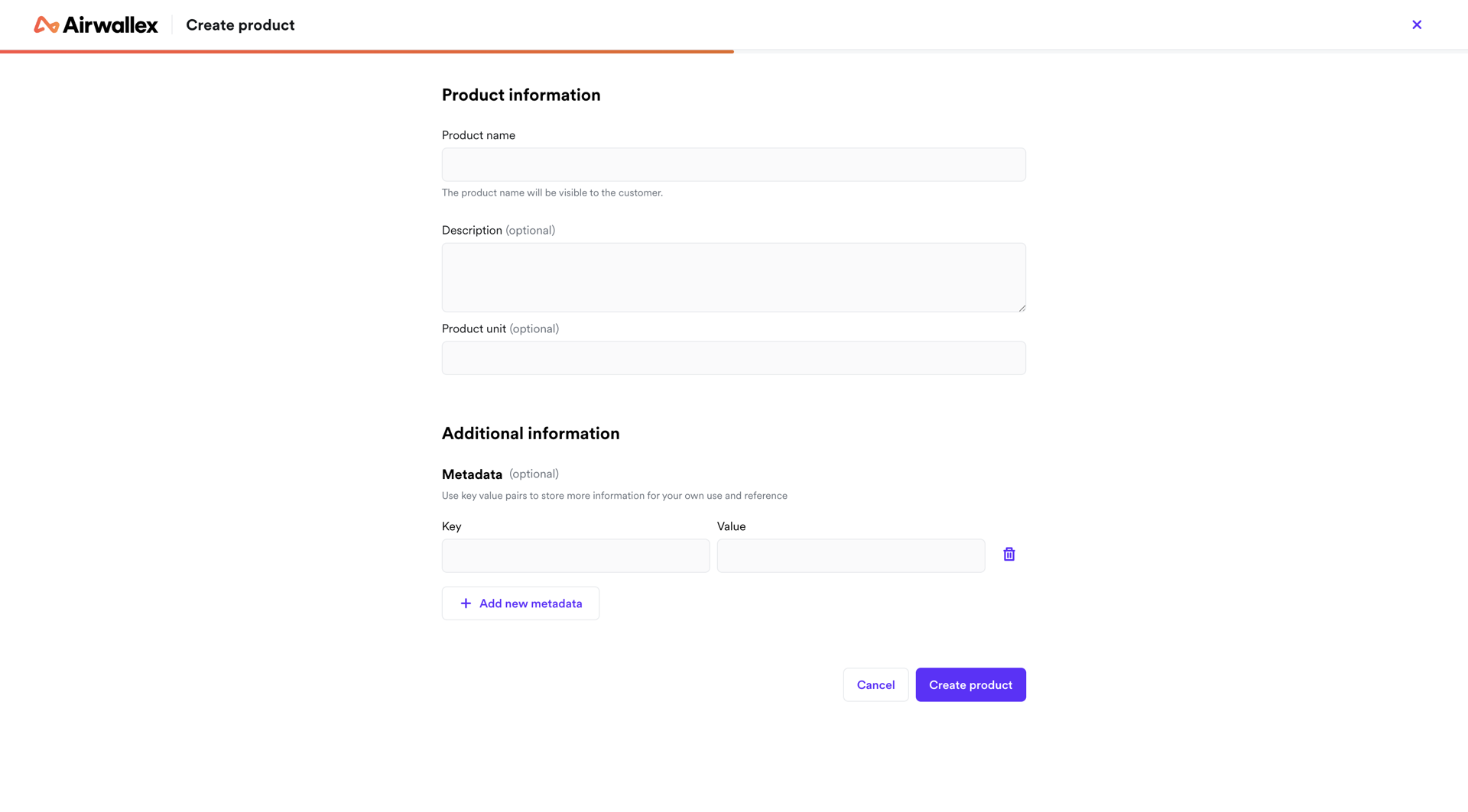 Create a new product