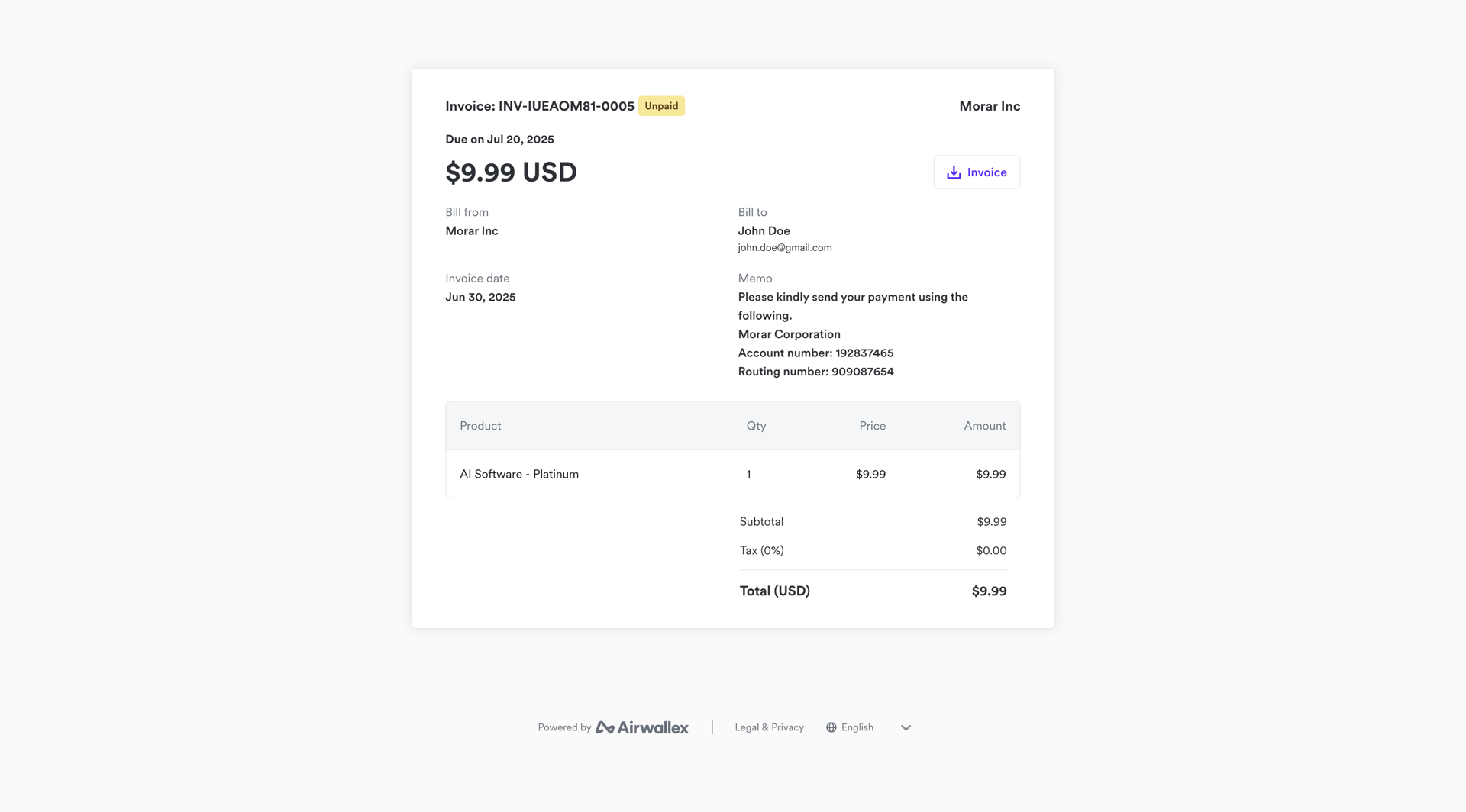 Collect payment out-of-band