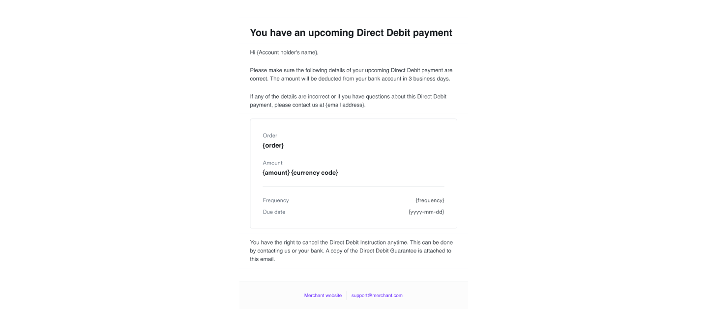 Bacs - advance notice