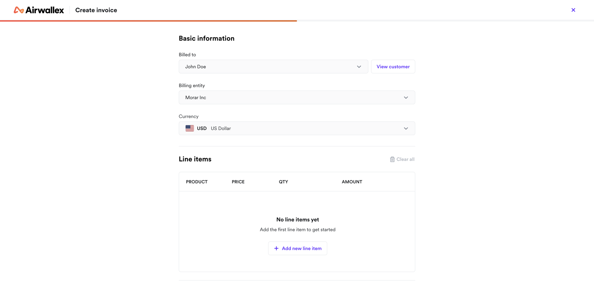 Create a new invoice