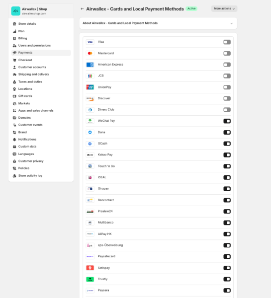 Shopify Admin Logo Payment Settings