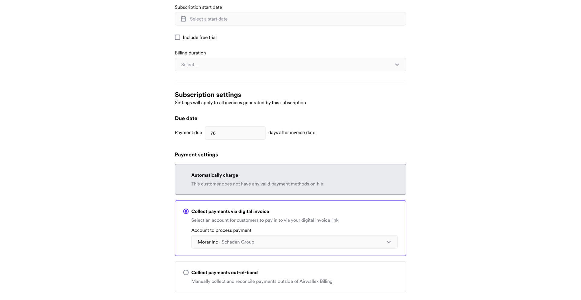 Create a new subscription