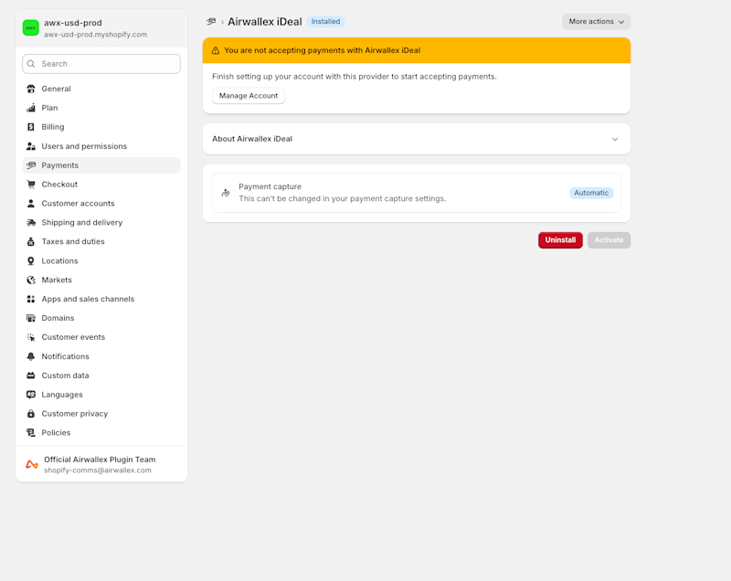 iDeal Shopify Manage App