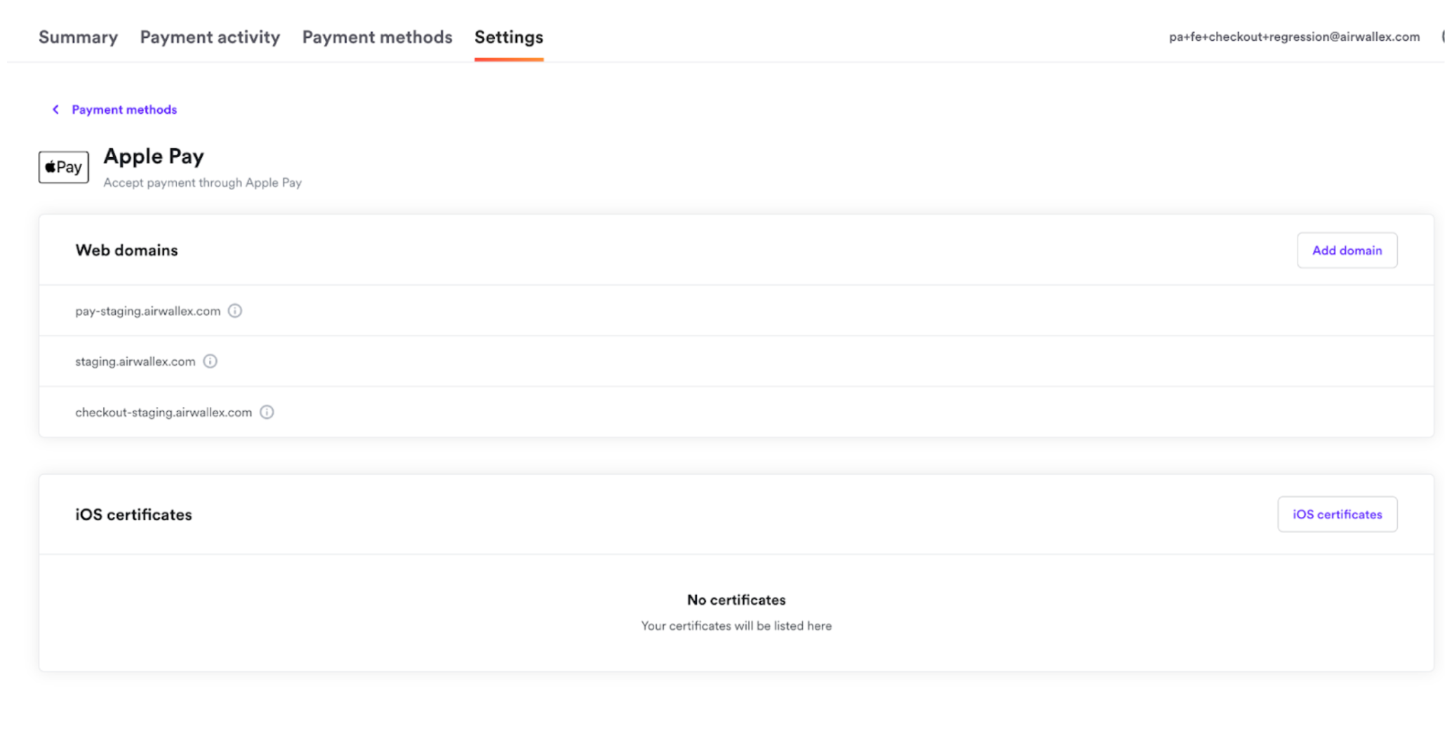 Apple Pay Manage Page