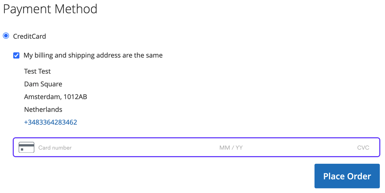 Magento - Card element