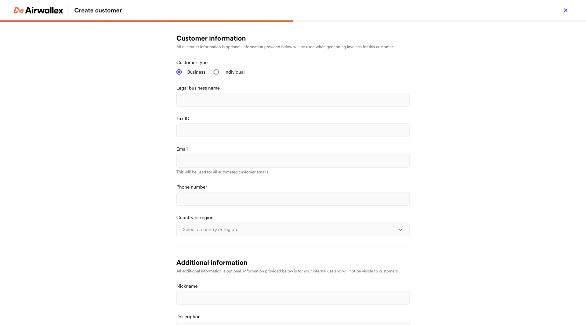 Create a new customer