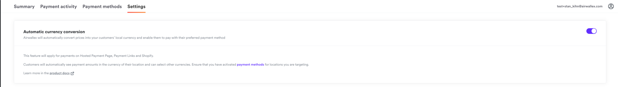 ACC Setting Screenshot