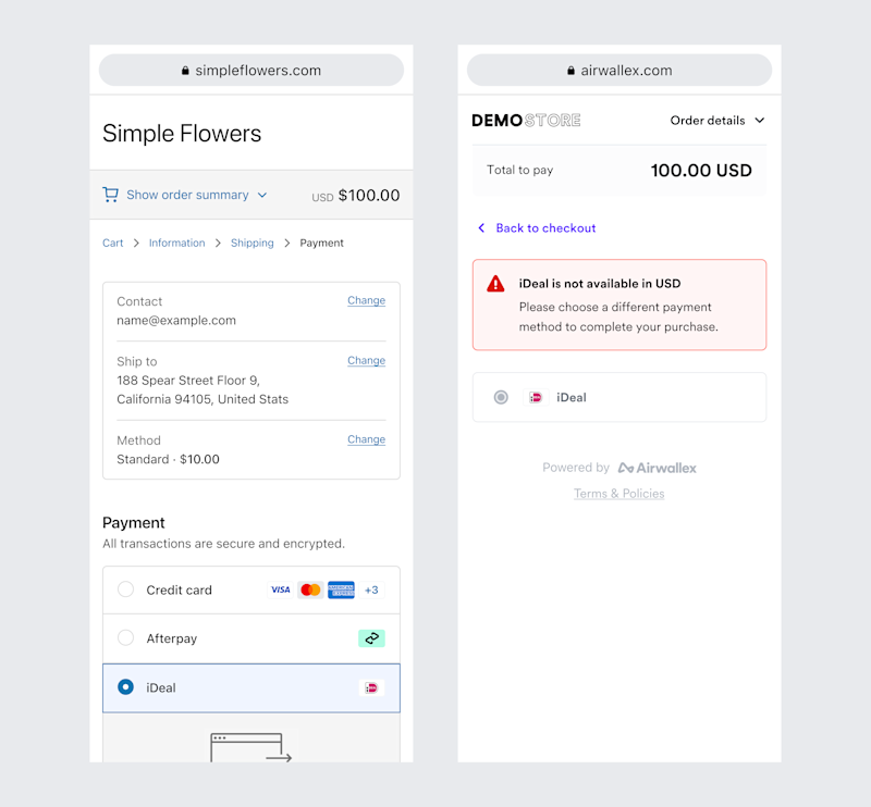 iDeal no currency switching Shopify