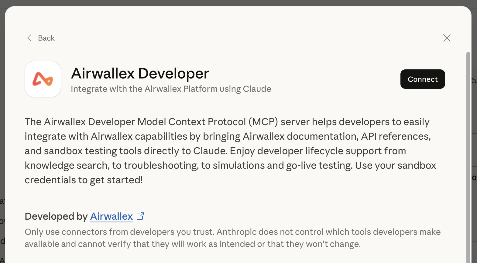 Developer MCP Claude Web Connector Detail