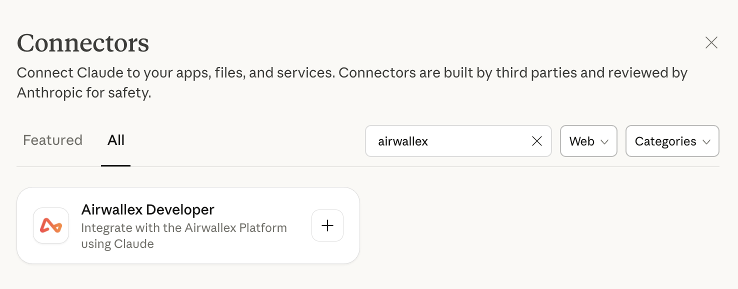 Developer MCP Claude Web Connector Search