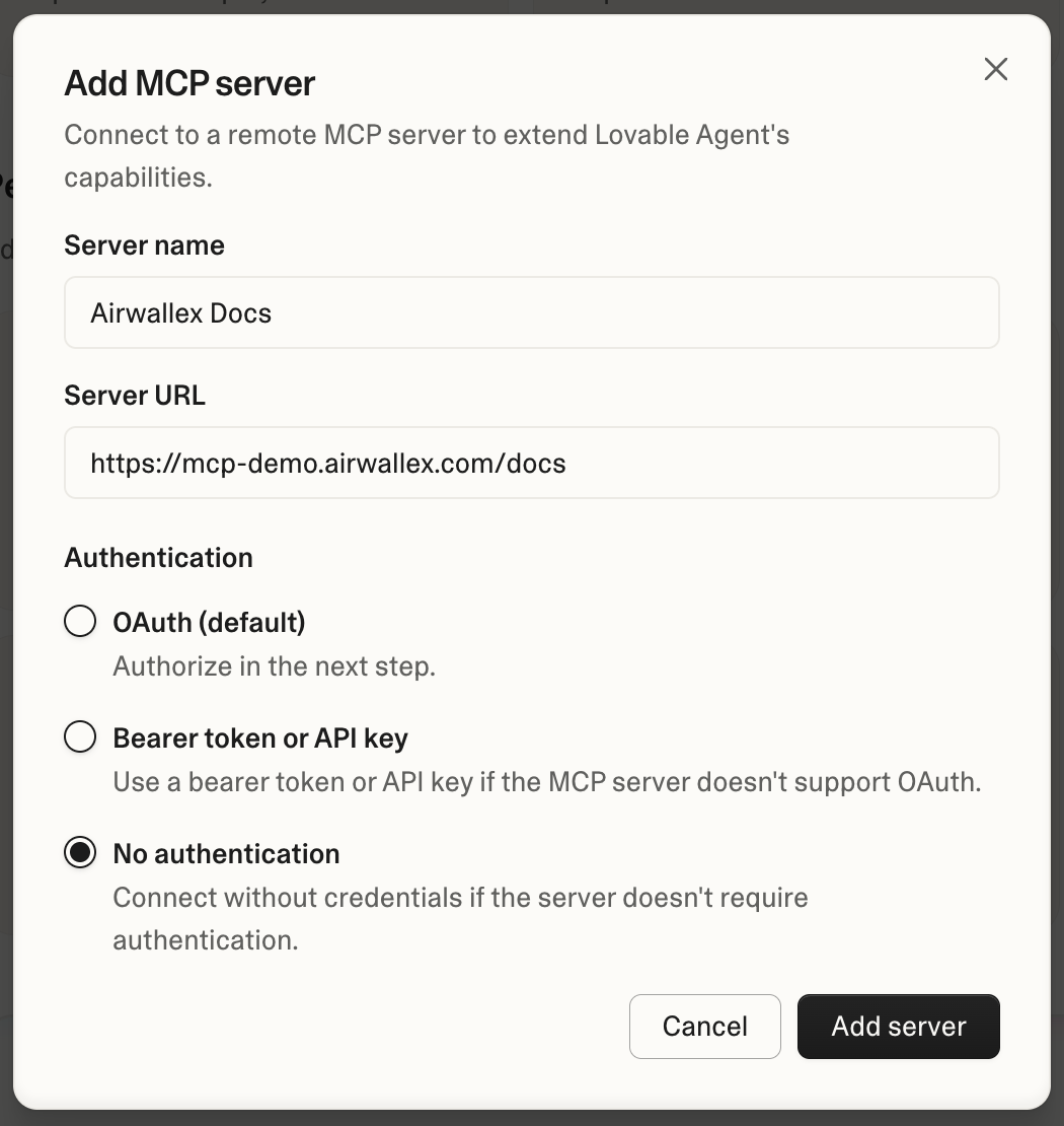 Lovable MCP Configuration