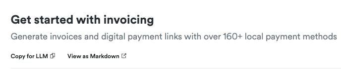 Menu showing options to copy or view documentation as Markdown