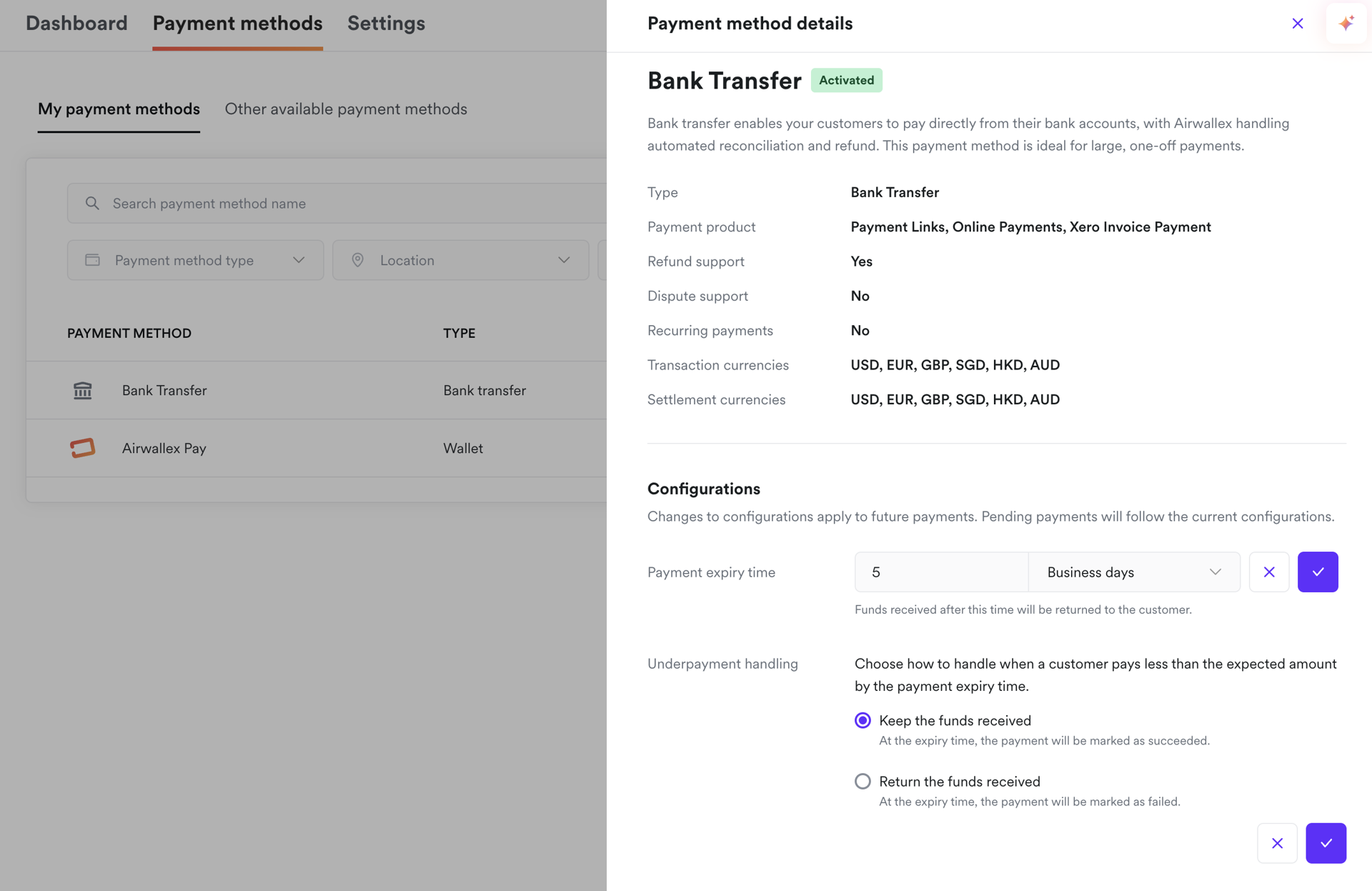 SWIFT configuration settings