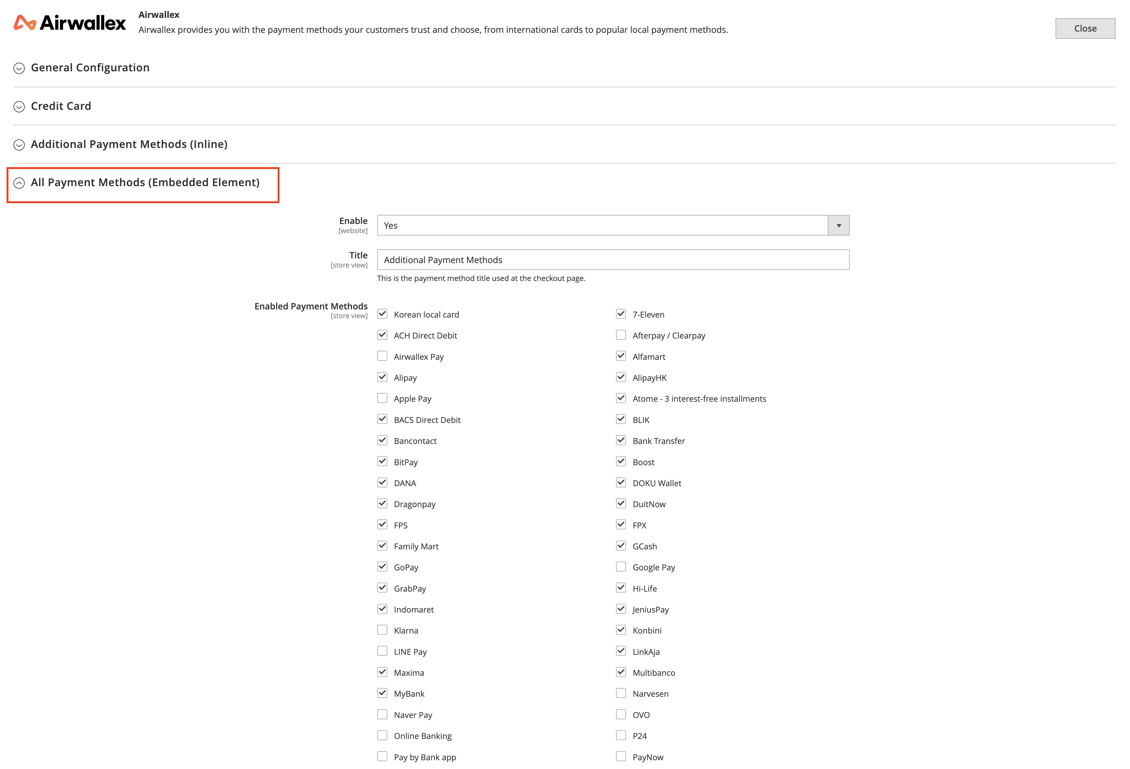 Magento All Payment Methods Selection