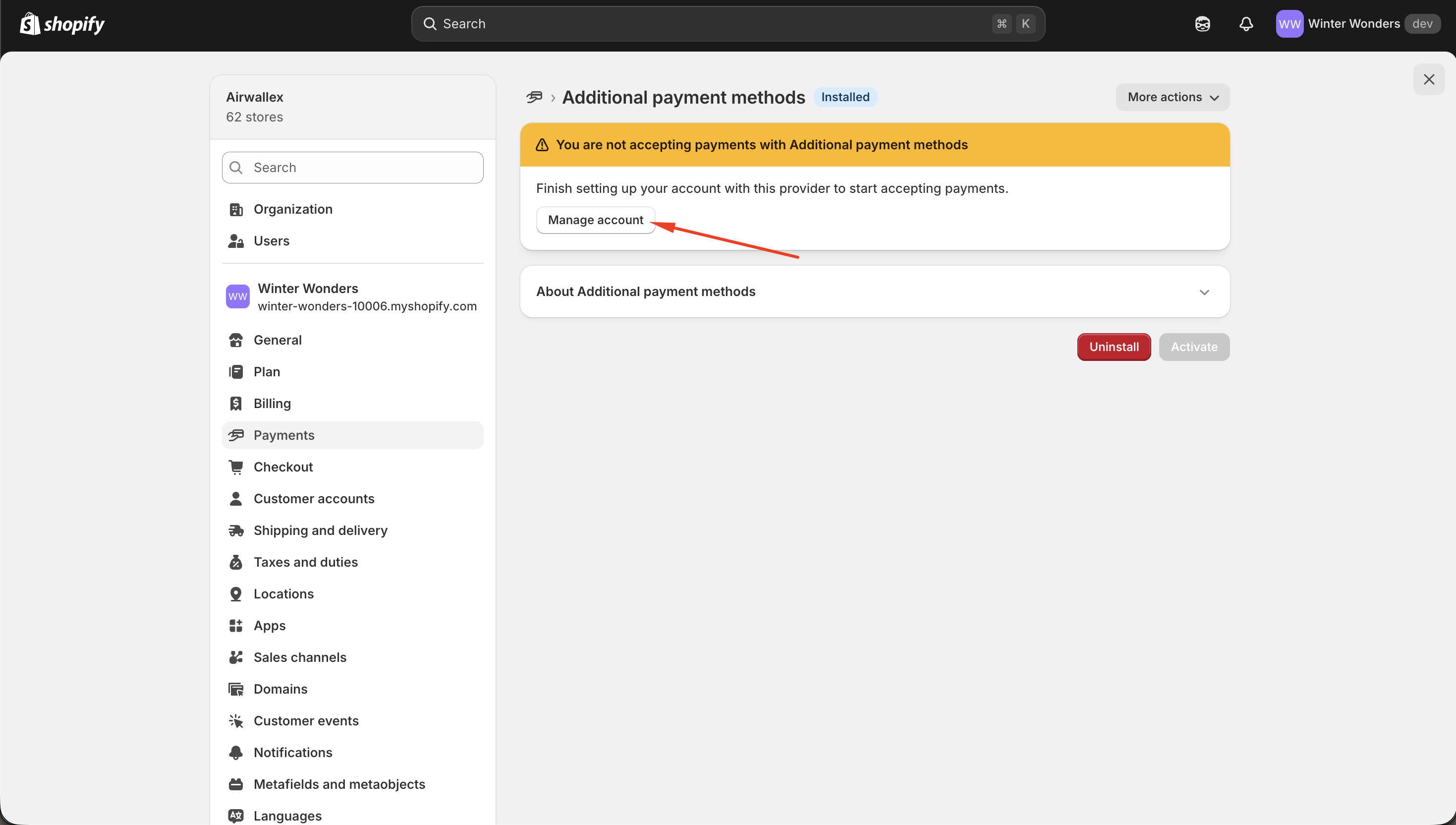 Click manage account