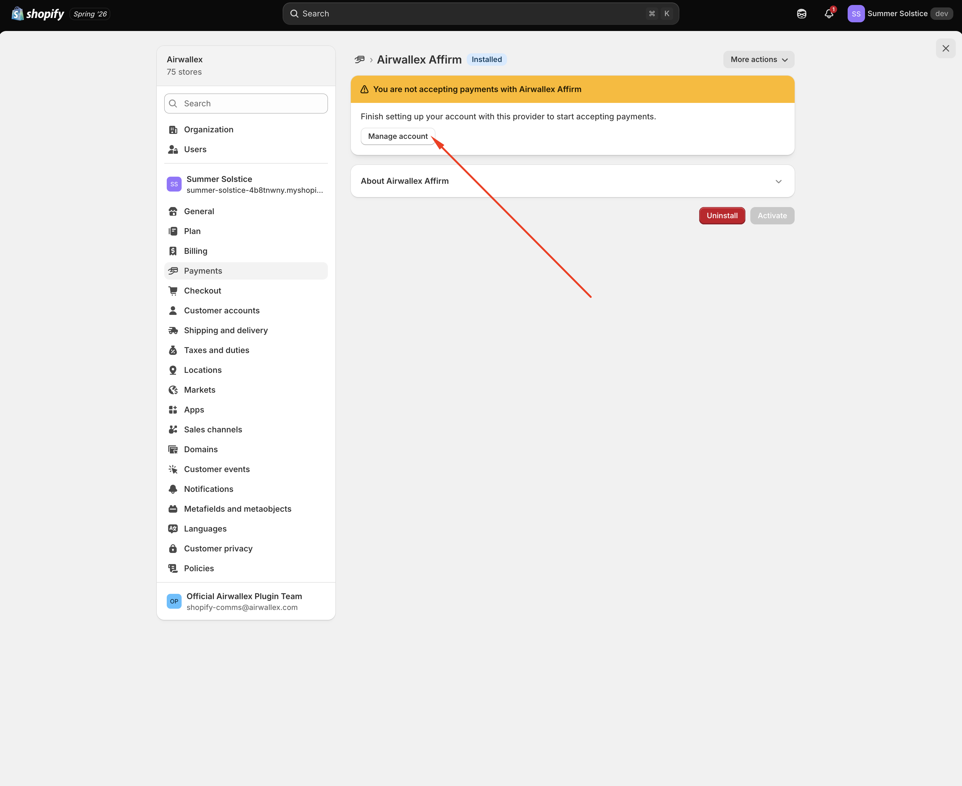 Click manage account