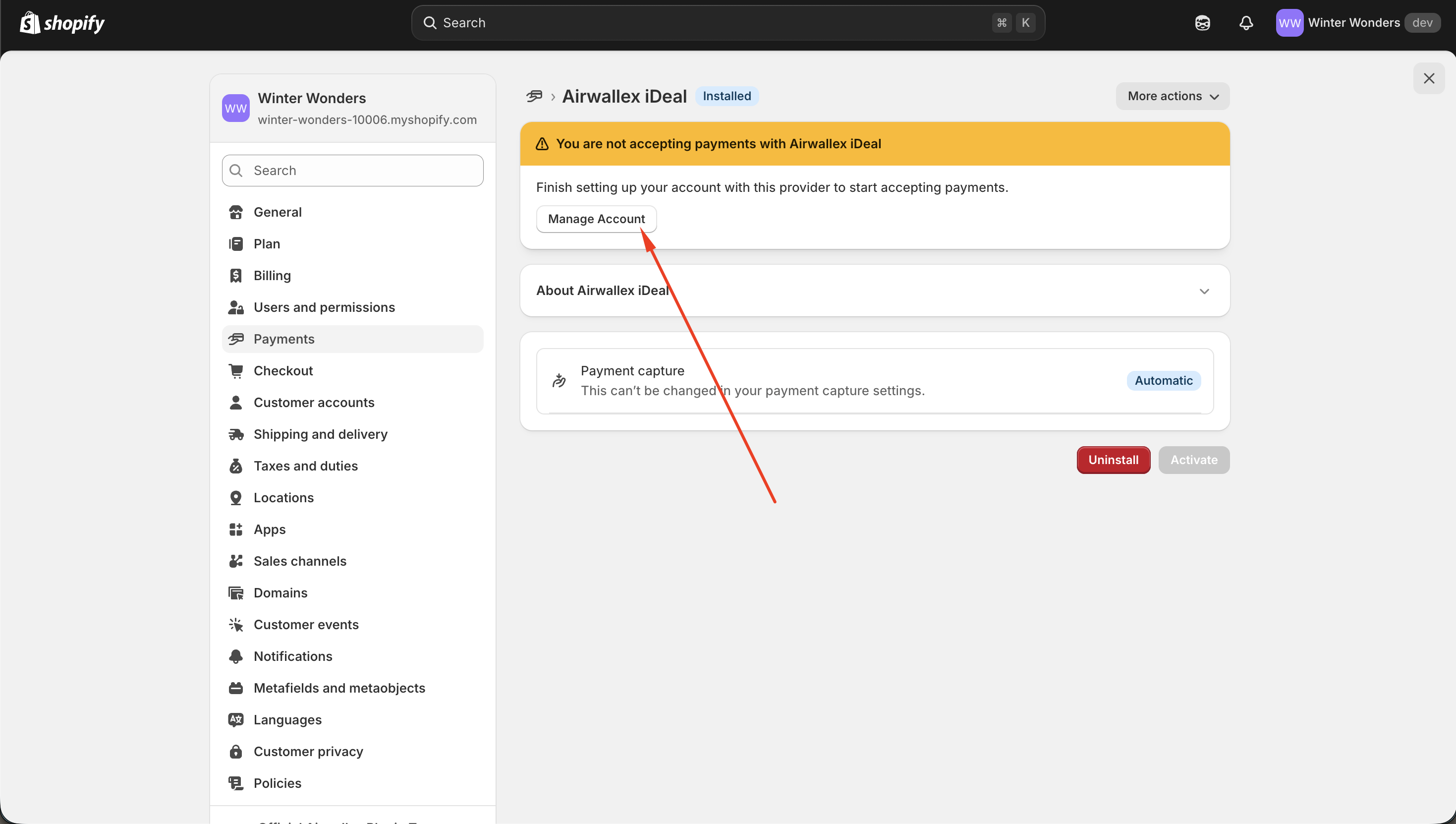 Click manage account