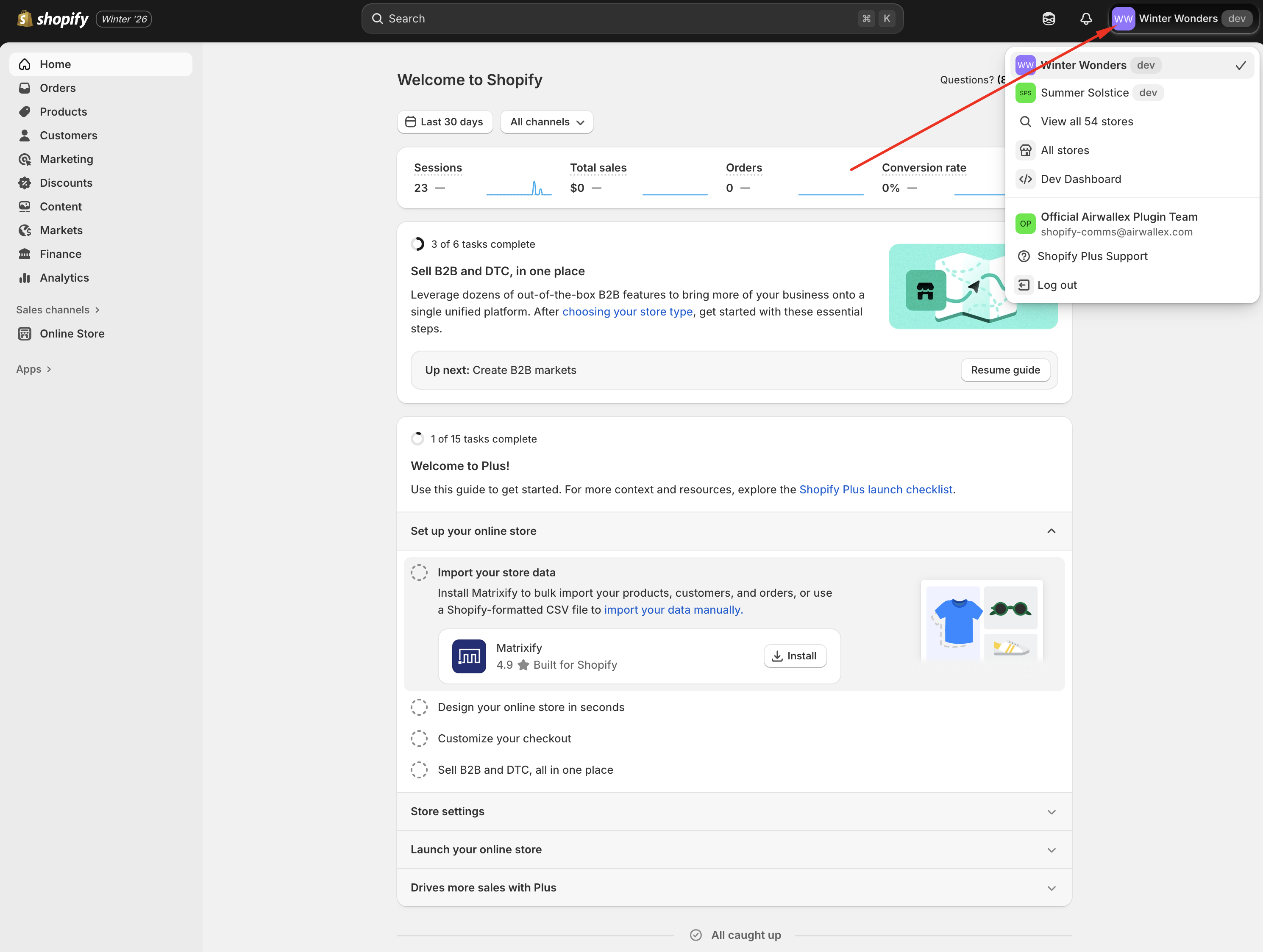 Choose your Shopify Store