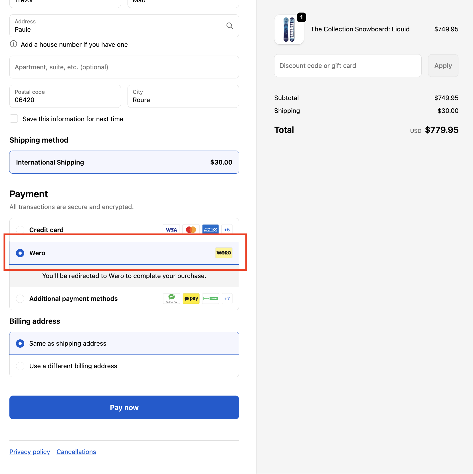 Wero on Shopify Store