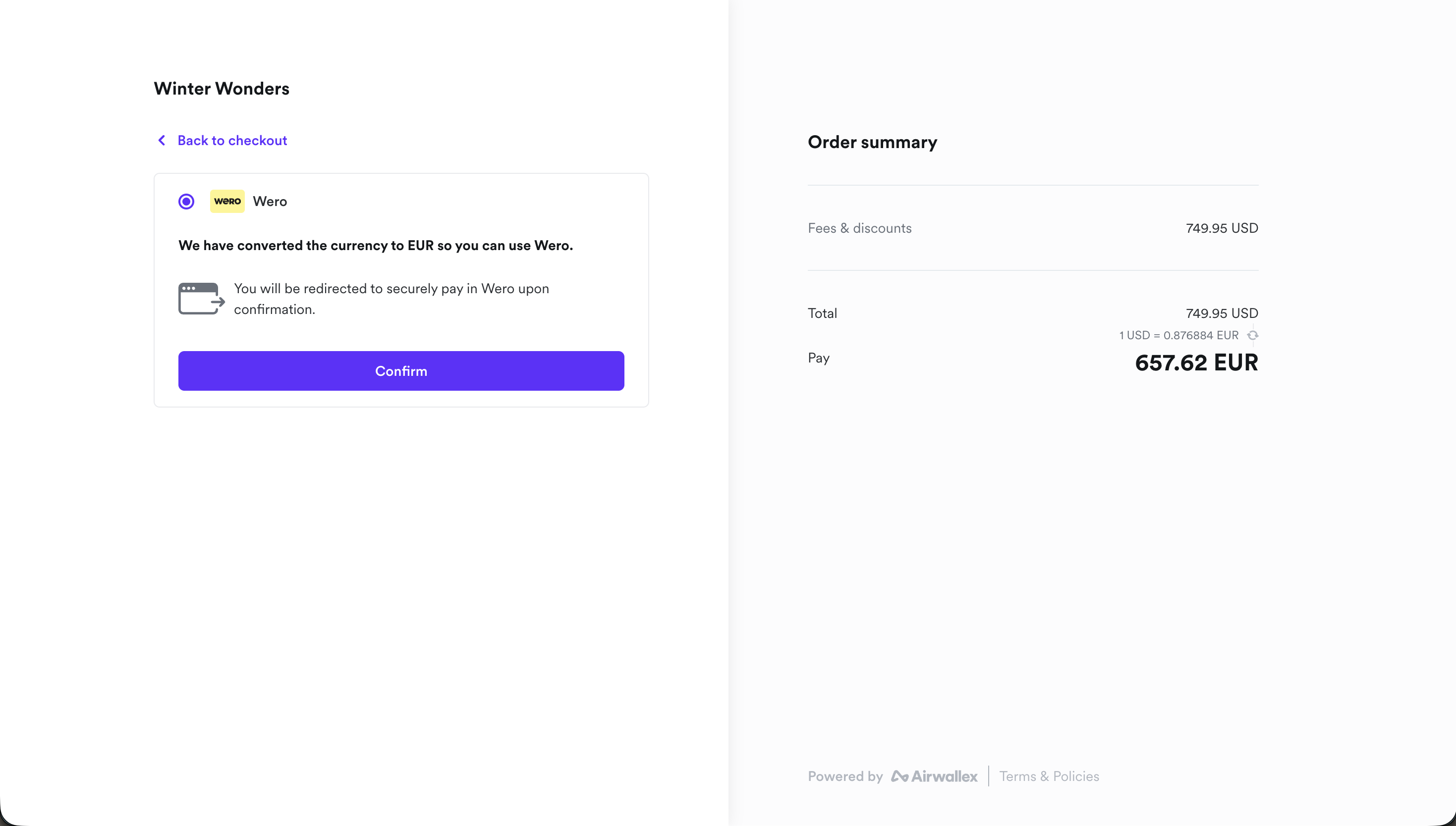 Wero Currency Switching Flow Shopify