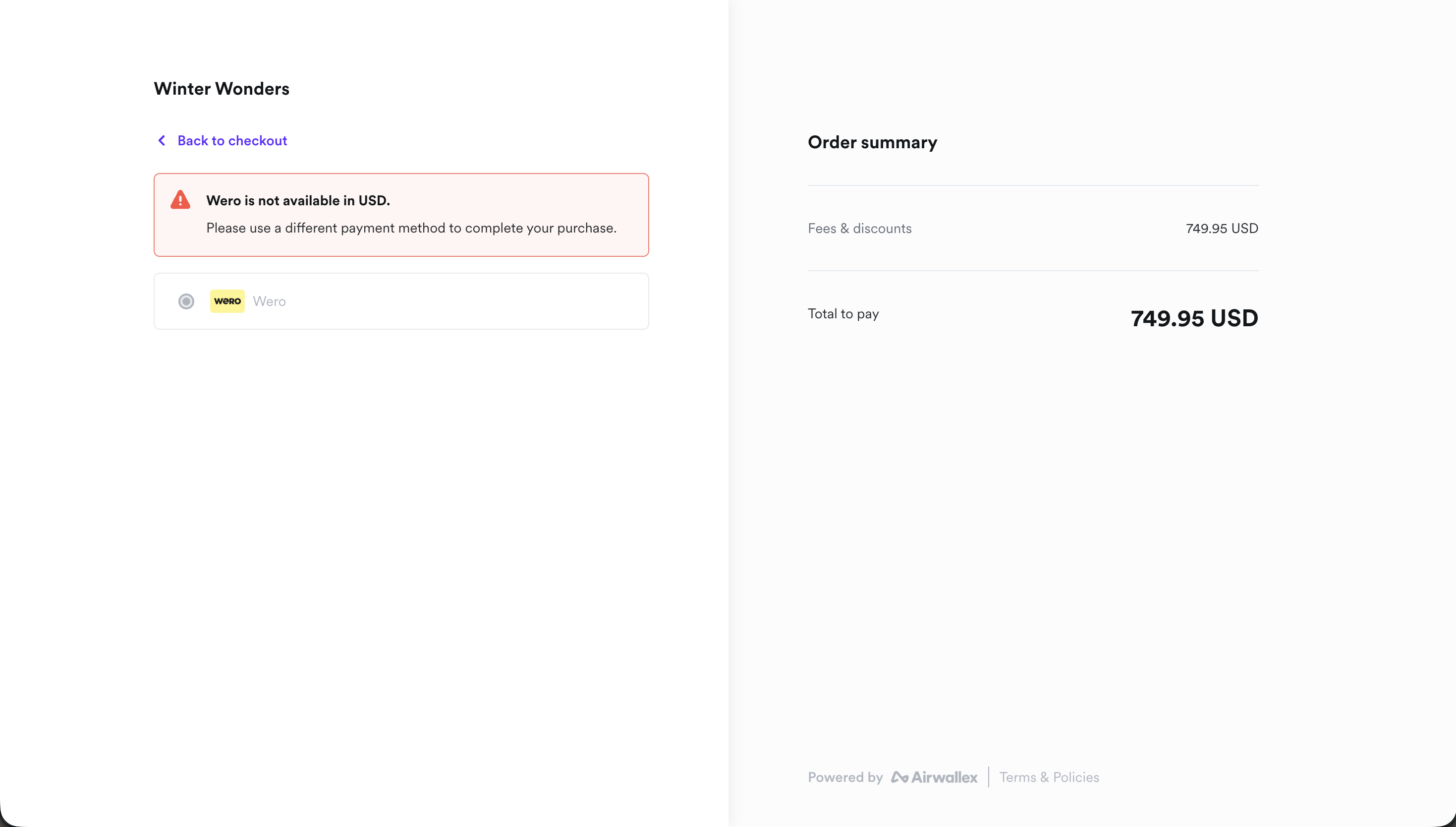 Wero no currency switching Shopify