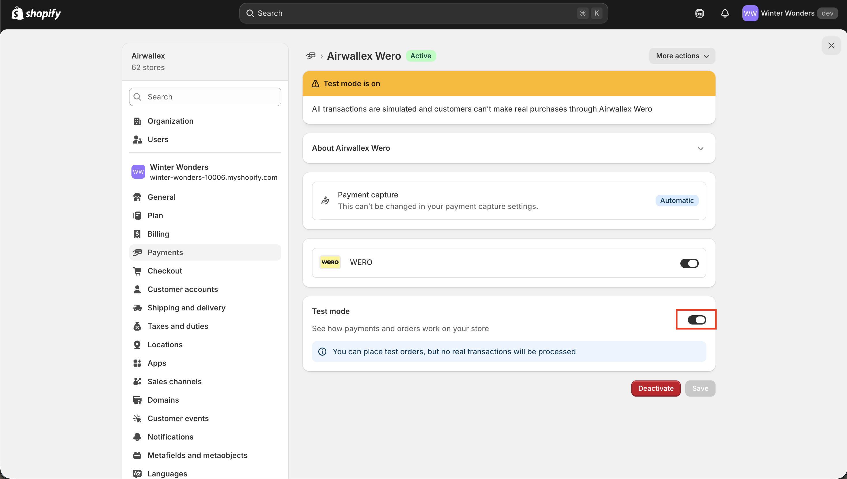 Wero Shopify Test Mode