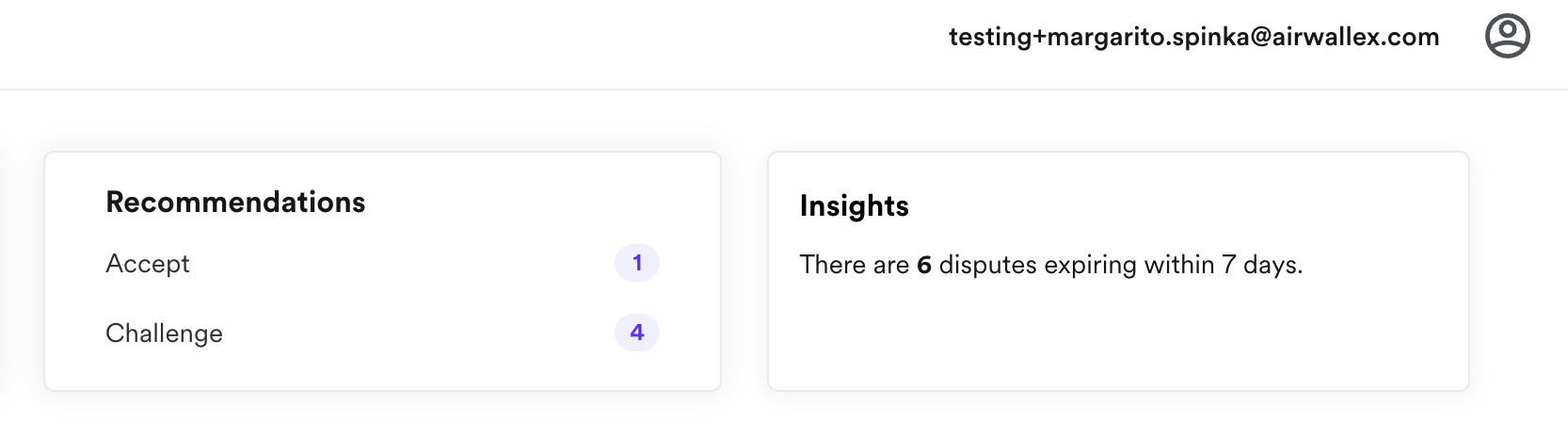 Dispute list view with AI-powered metrics