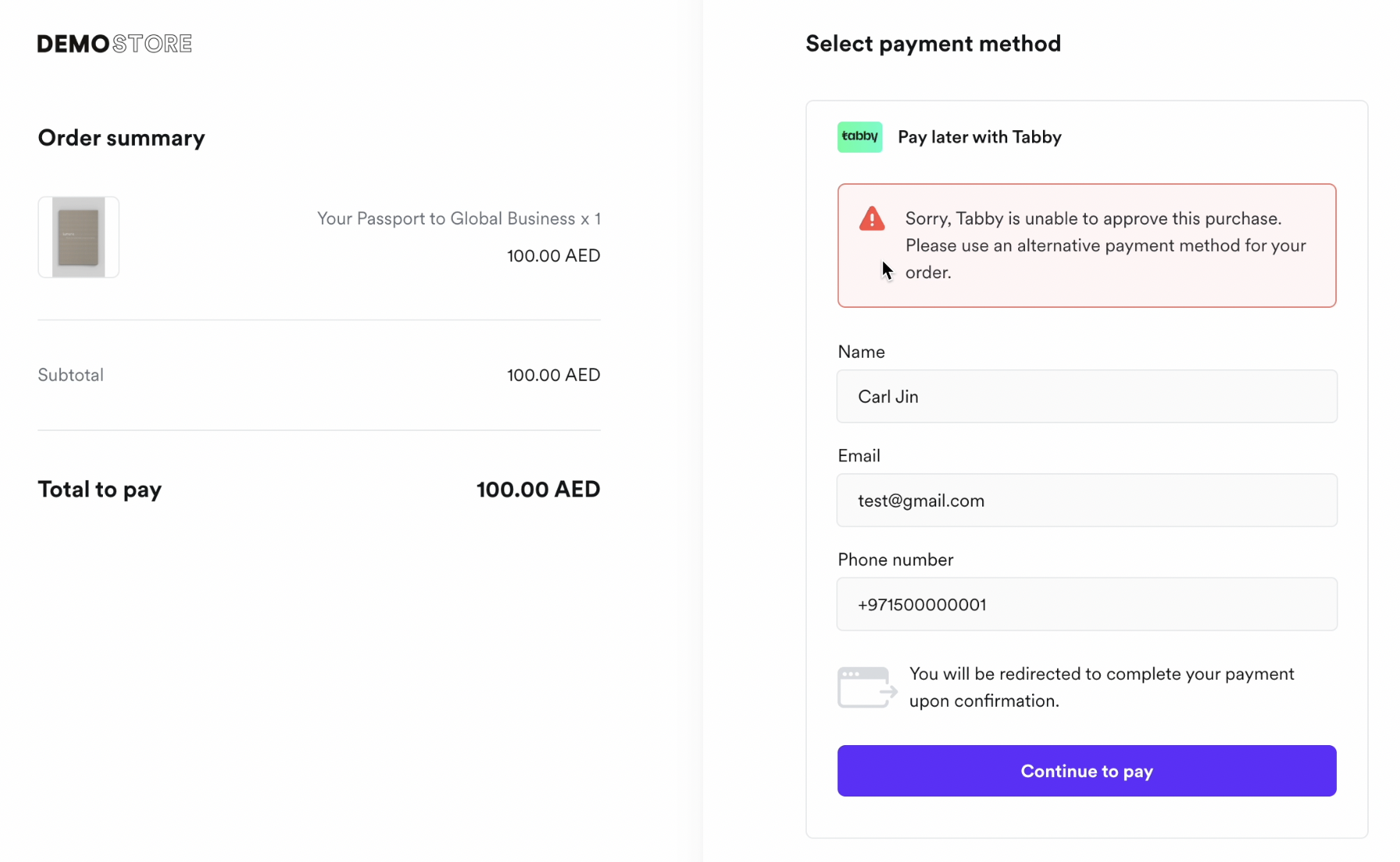 Tabby scoring rejection